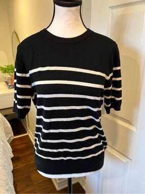 Philosophy Republic Clothing Black White Striped Knit Top Large